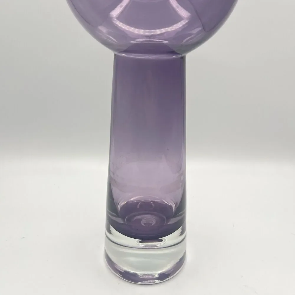 Krosno Poland Amethyst Art Glass Vase Candle Holder Suspended Bubble